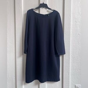 Ann Taylor Long Sleeve Navy Blue Shift Dress - 16